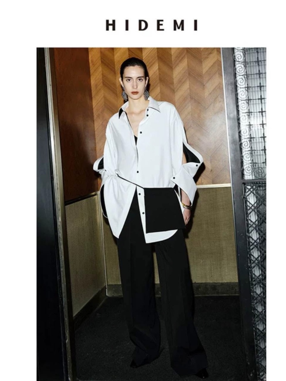 HIDEMI Oversized Black & White Button-Up Shirt